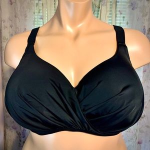 Swimsuits for All, black bikini top, plus size 46D